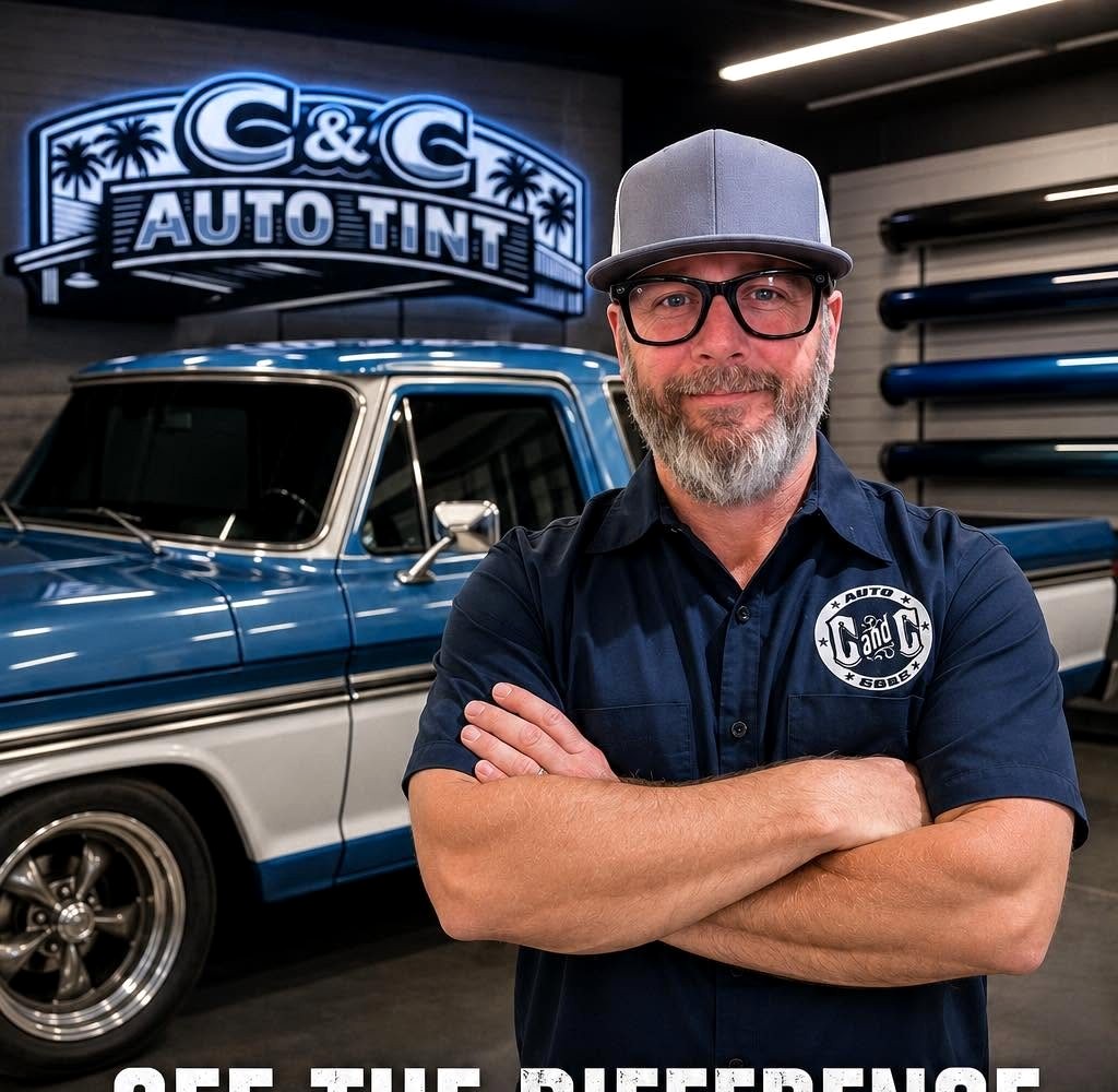 C&C Auto Tint owner in the shop